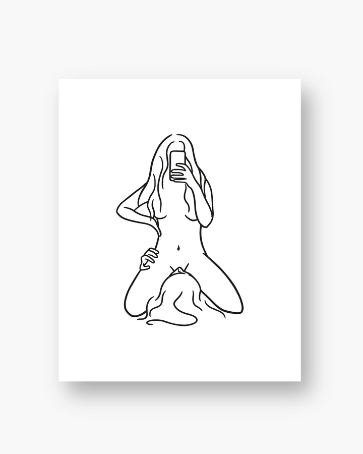 Girl-on-girl 'Facetime' Print - White