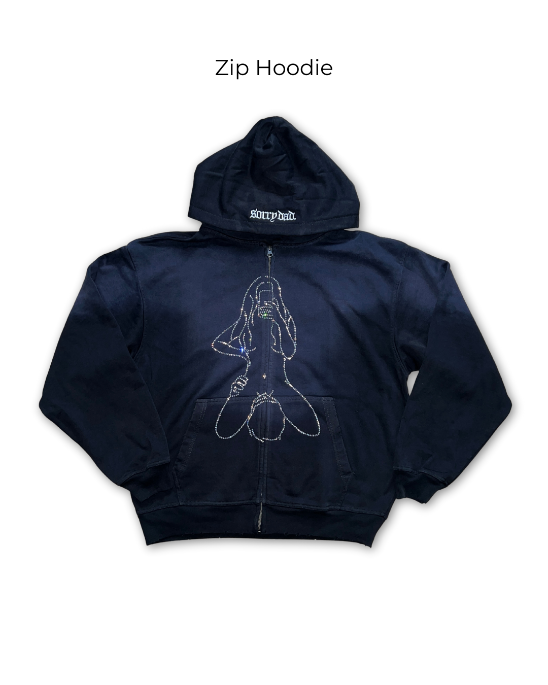 Rhinestone 'FaceTime' Potassium Wash Hoodie