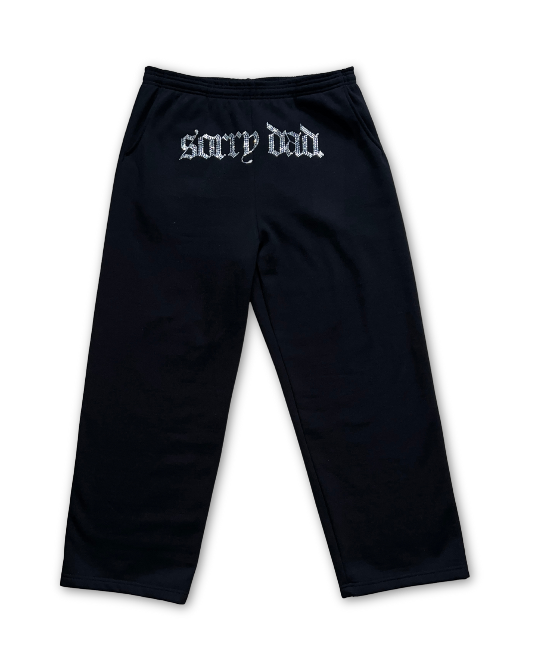 Rhinestone 'Sorry Dad' Black Sweatpants