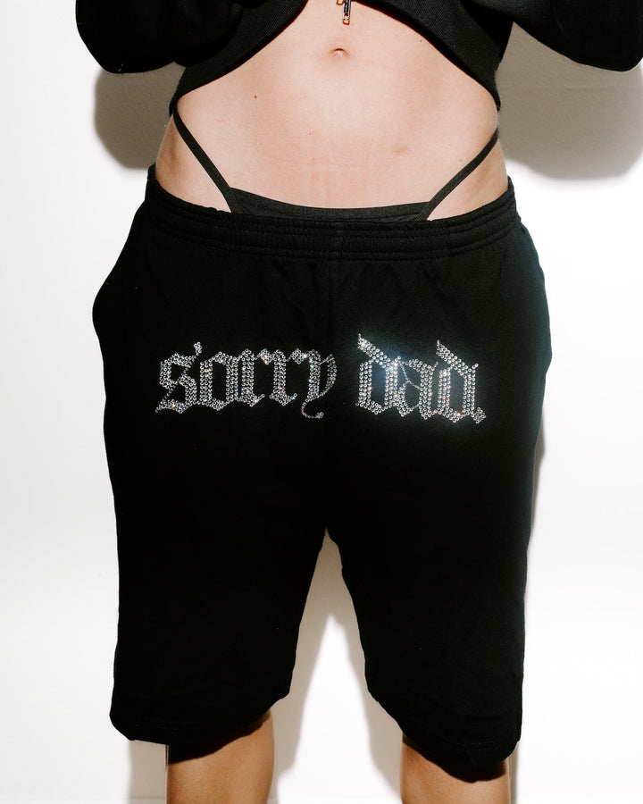 Rhinestone 'Sorry Dad' Gym Class Shorts