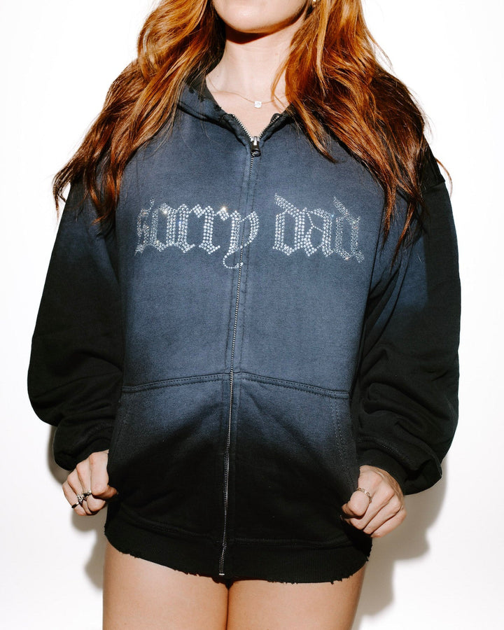 Rhinestone 'Sorry Dad' Potassium Wash Hoodie