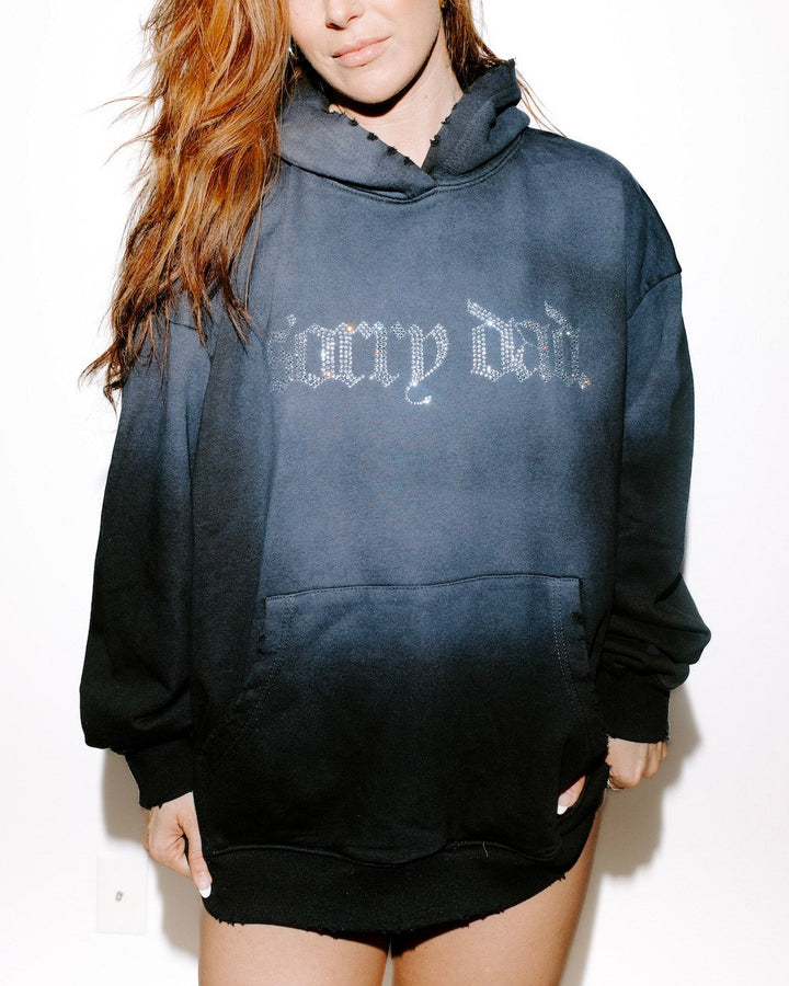 Rhinestone 'Sorry Dad' Potassium Wash Hoodie