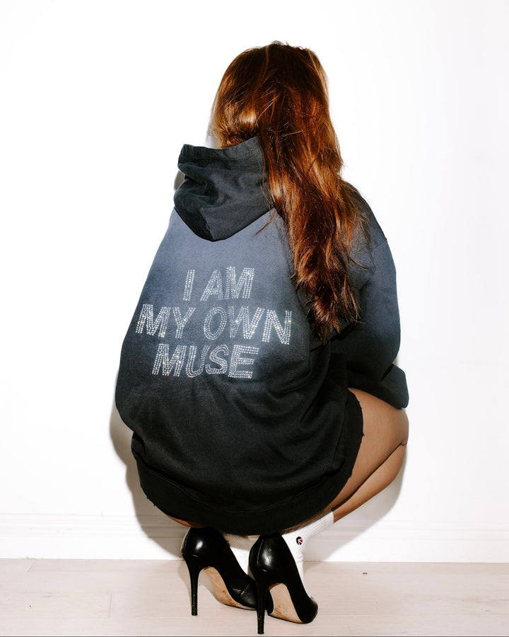 Rhinestone 'I AM MY OWN MUSE' Potassium Wash Hoodie