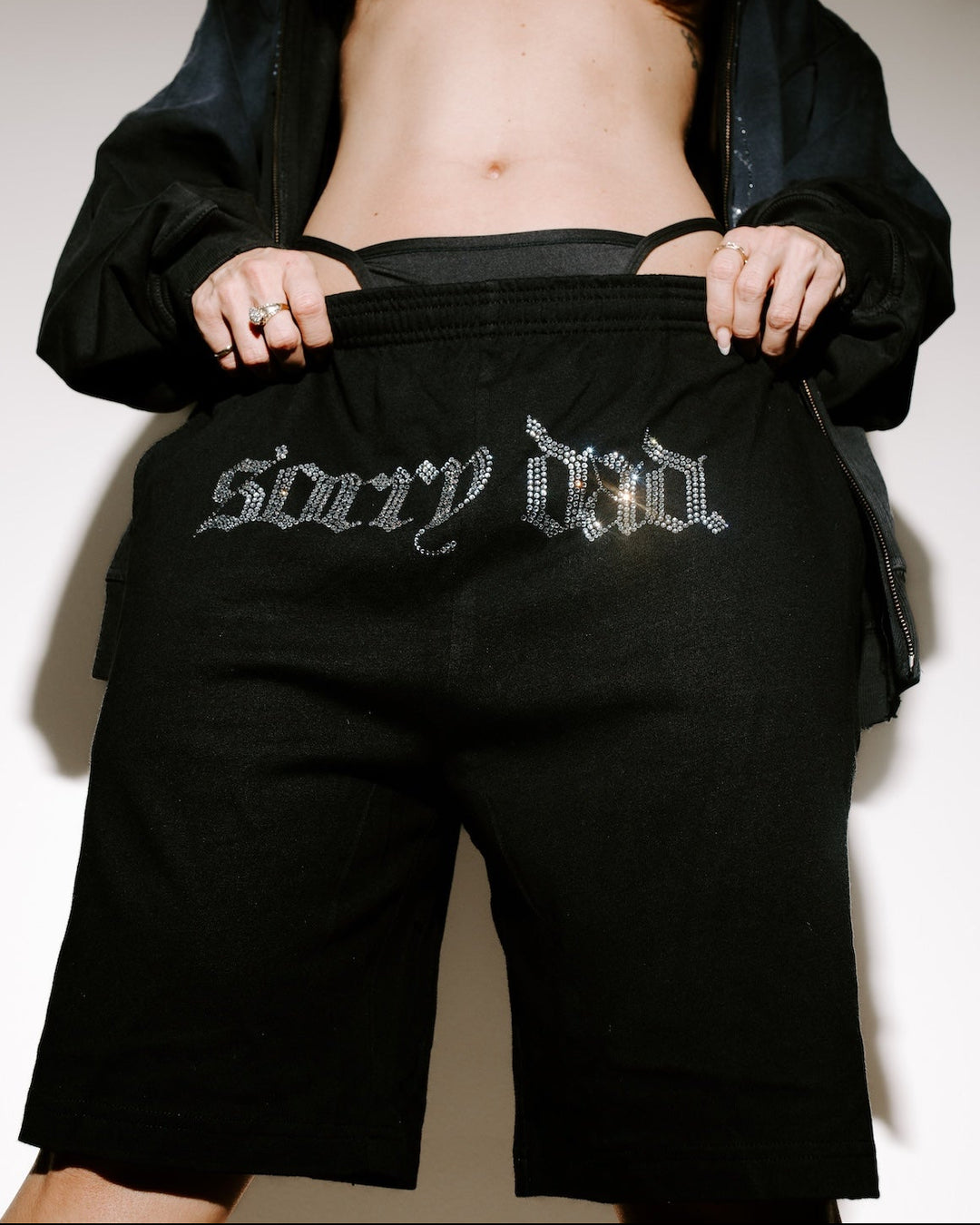 Rhinestone 'Sorry Dad' Gym Class Shorts