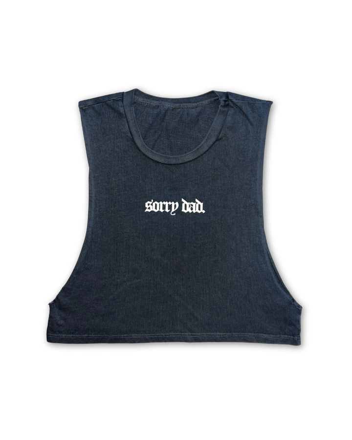 'Sorry Dad' Cropped Muscle Tank
