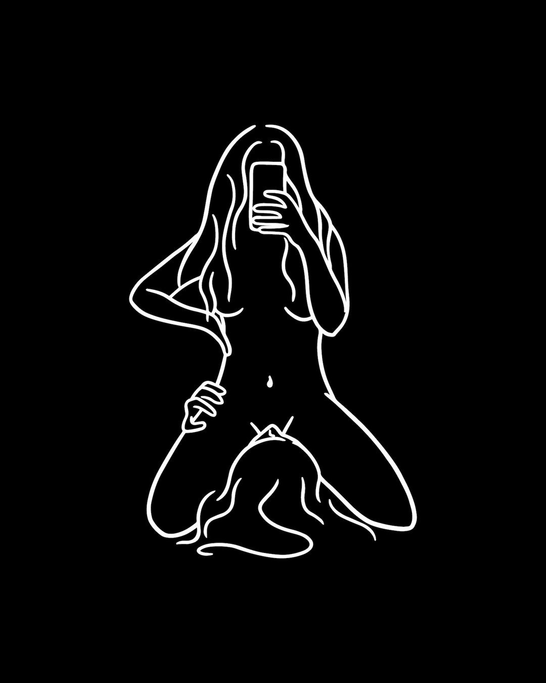 Girl-on-girl 'Facetime' Print - Black