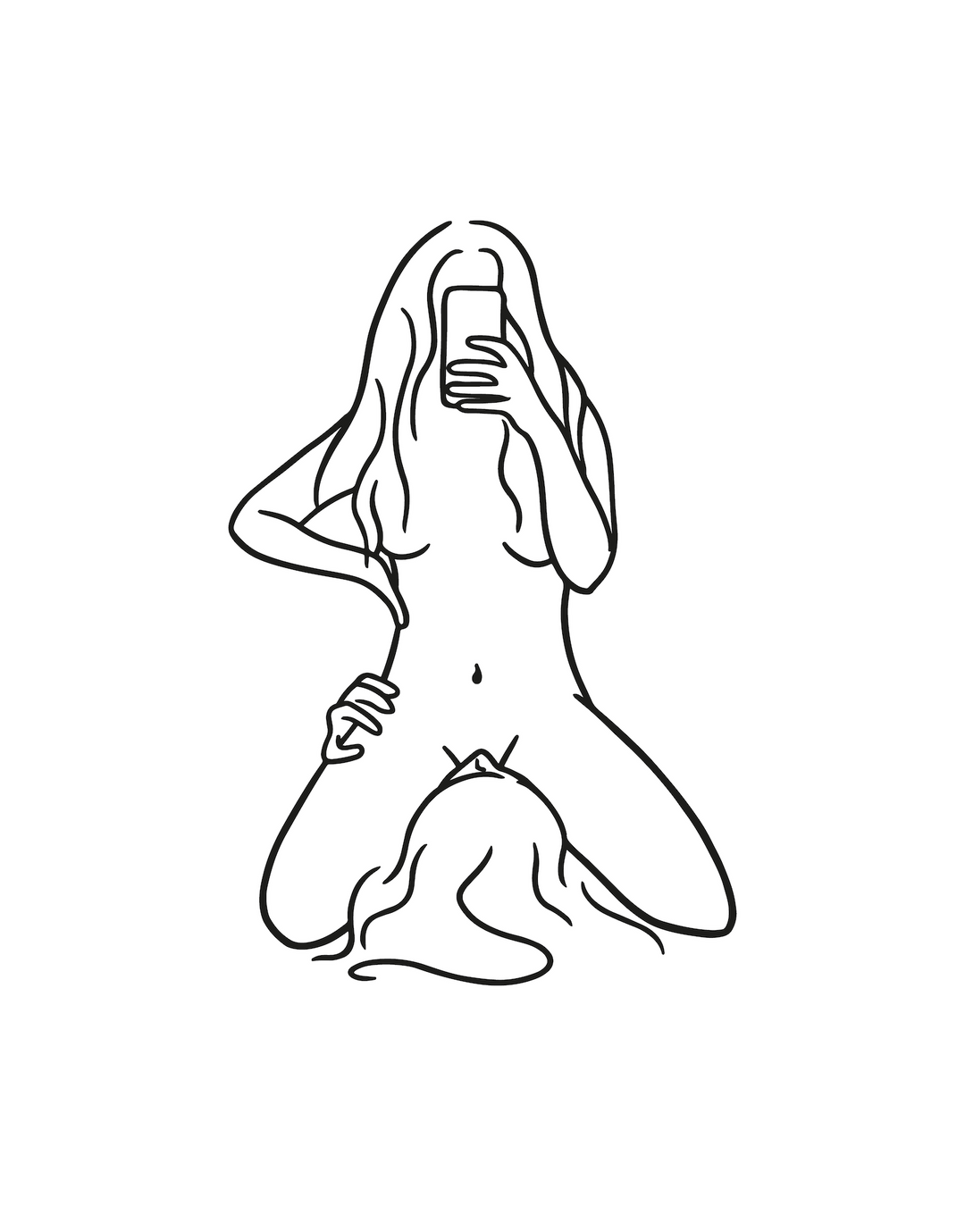Girl-on-girl 'Facetime' Print - White
