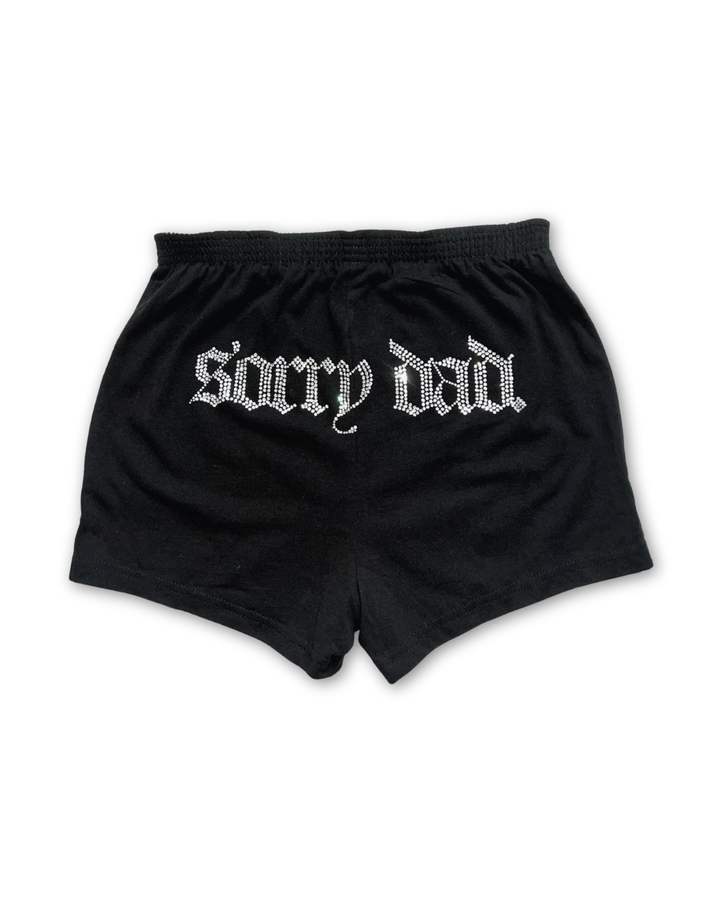 Rhinestone 'Sorry Dad' Foldover Shorts