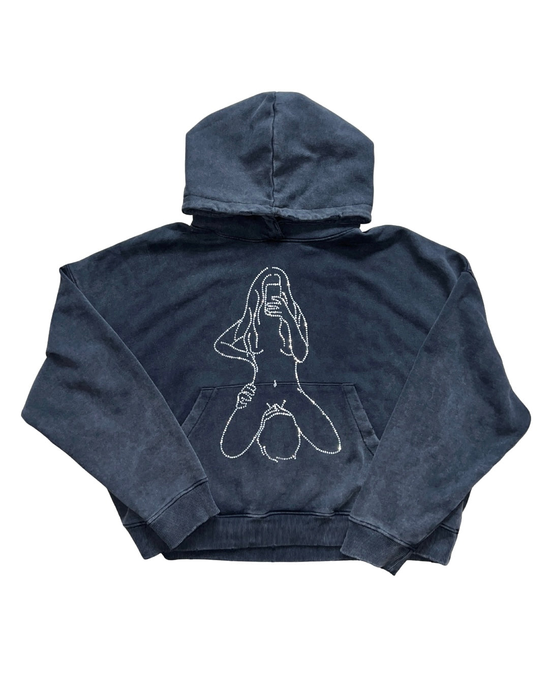 Rhinestone 'FaceTime' Vintage Gray Hoodie [LIMITED EDITION]