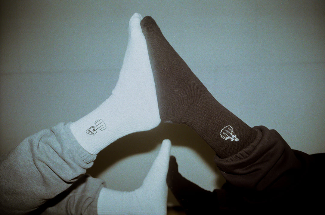 White Unapologetic Embroidered Socks
