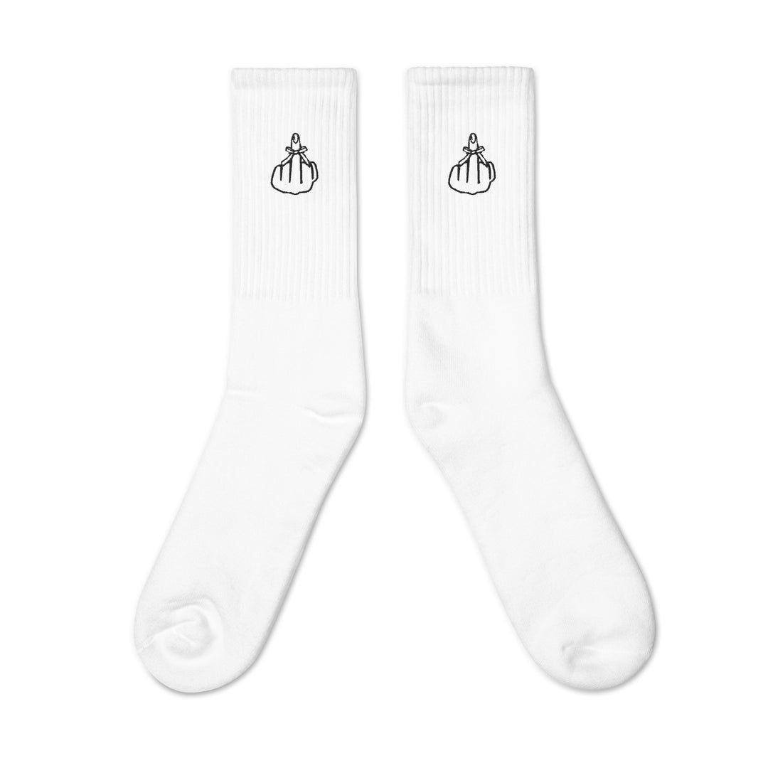White Bow Embroidered Socks