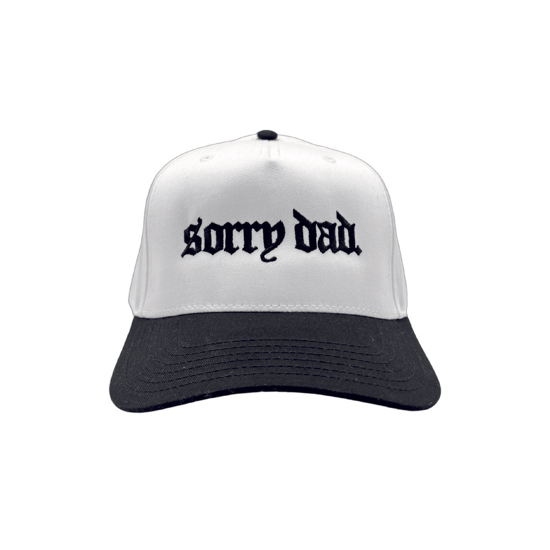 White 'Sorry Dad' Embroidered Baseball Hat