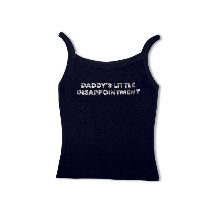 Black 'Daddy's Little Disappointment' Rhinestone Tank