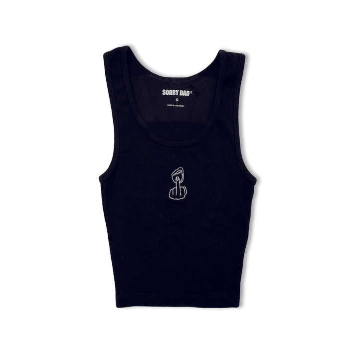 Black 'Unapologetic' Embroidered Tank