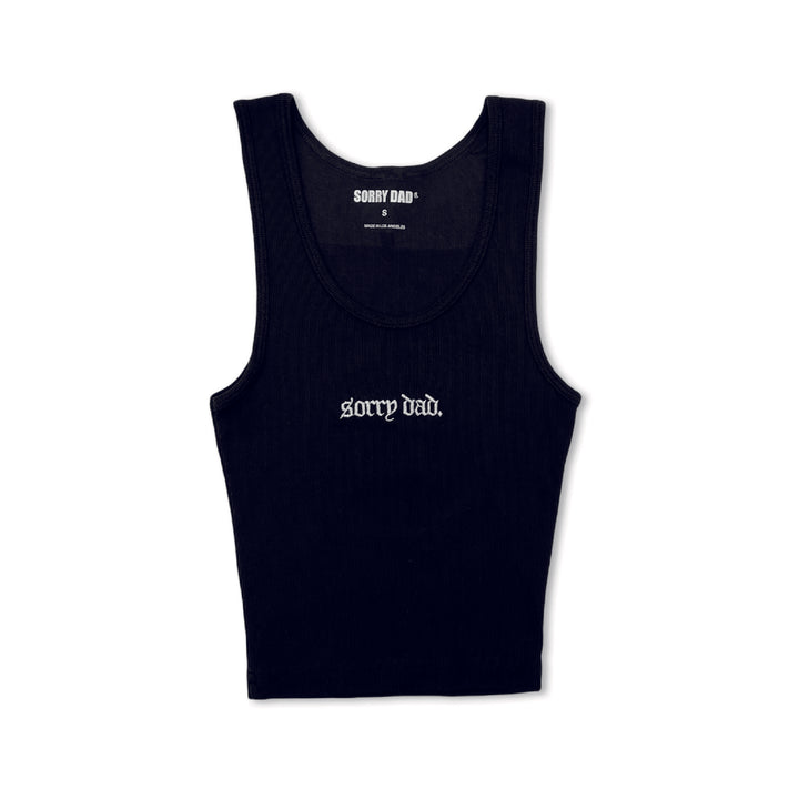 Black 'Sorry Dad' Embroidered Tank