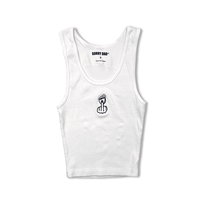 White 'Unapologetic' Embroidered Tank