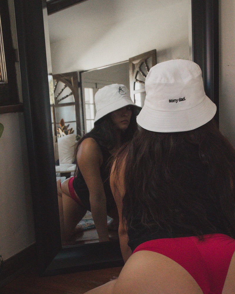 White 'Sorry Dad' Bucket Hat