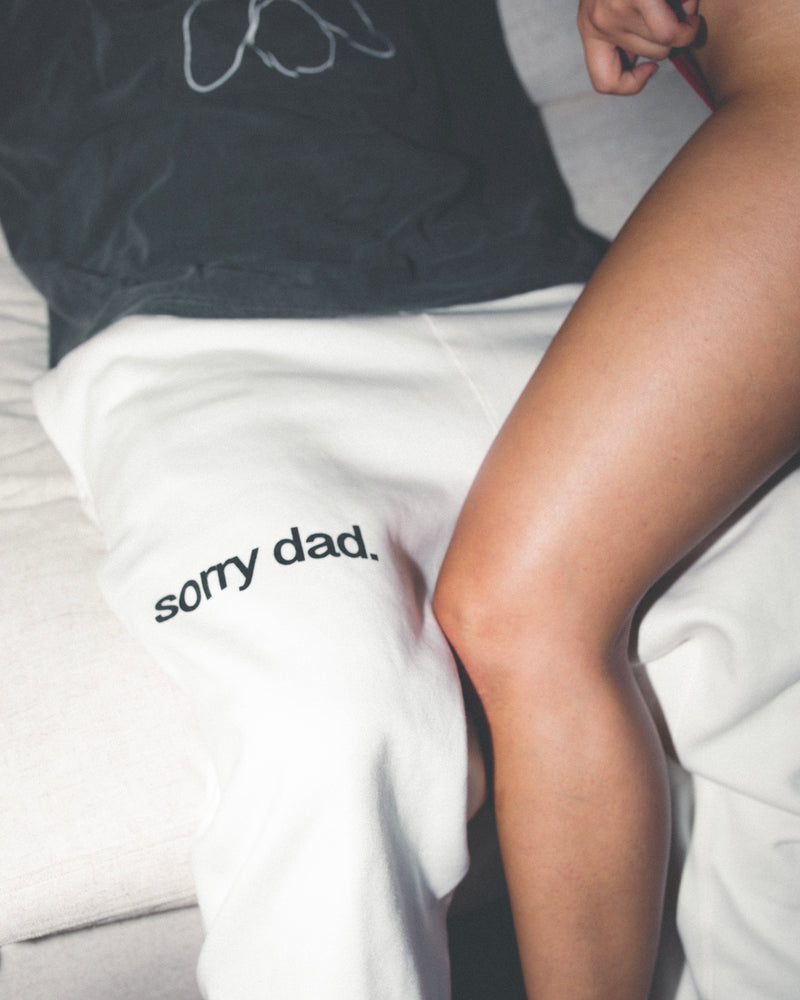 White 'Sorry Dad' Sweatpants